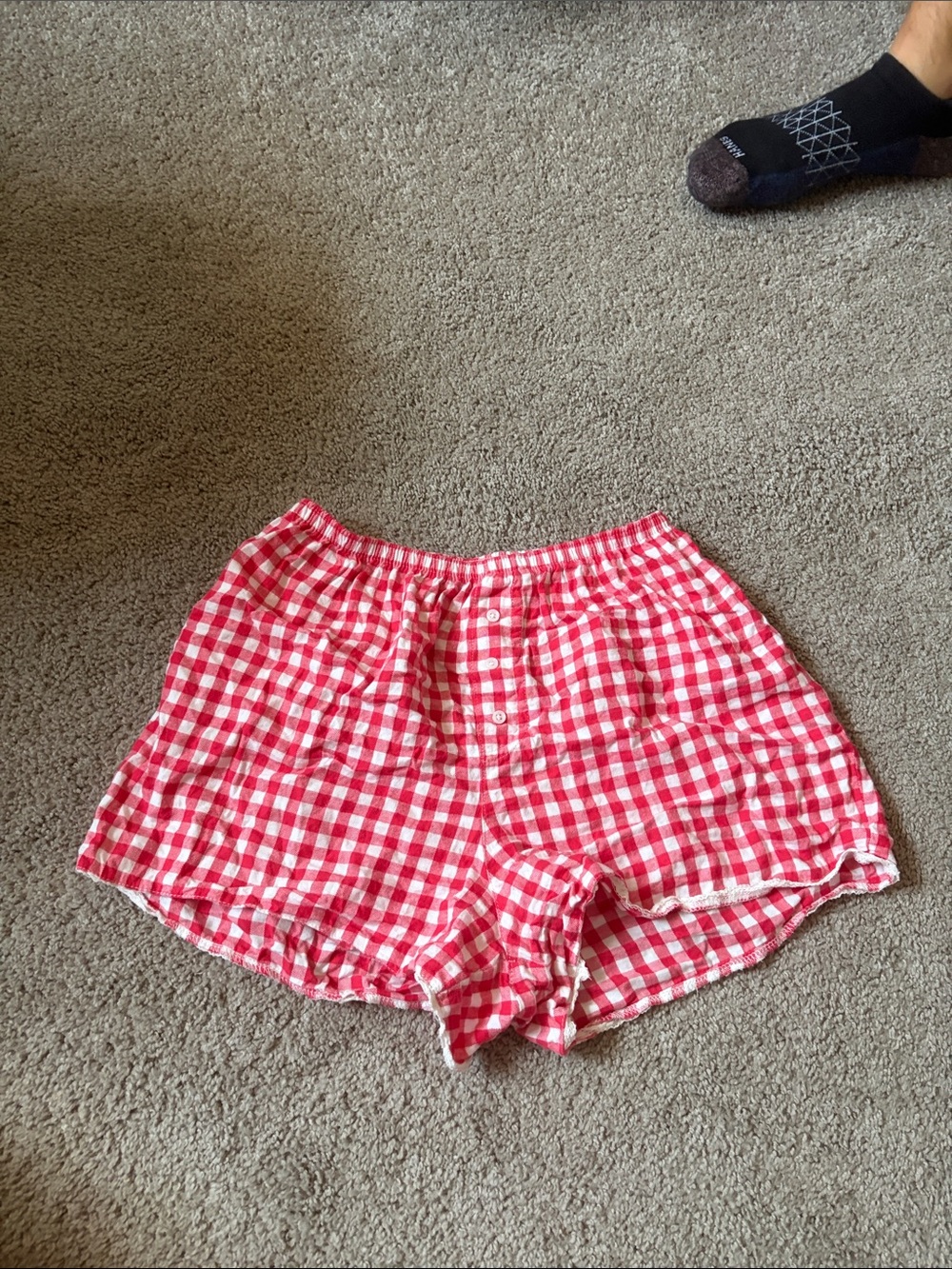 Colsie Red and White Gingham Athletic Shorts